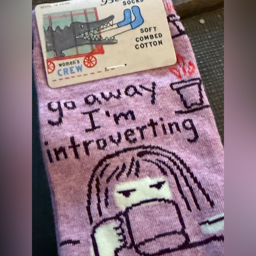 Blue Q Purple Introverting Crew Socks women’s size 5-10